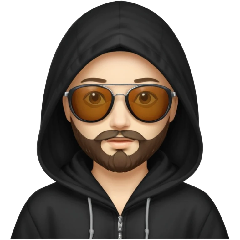 hooded women with beared with sunglass emoji