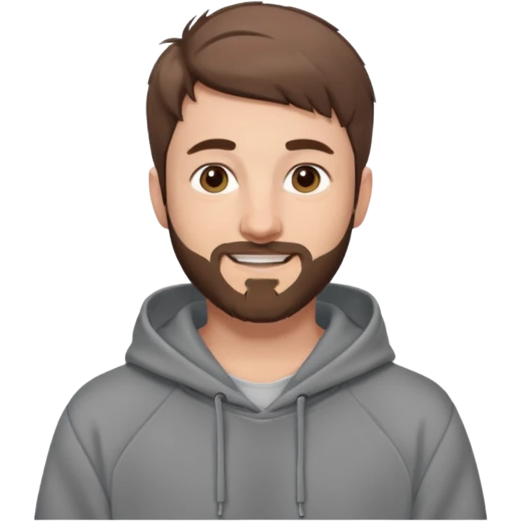 Draw MrBeast in casual hoodie with short hair, french cut beard & friendly smile. emoji