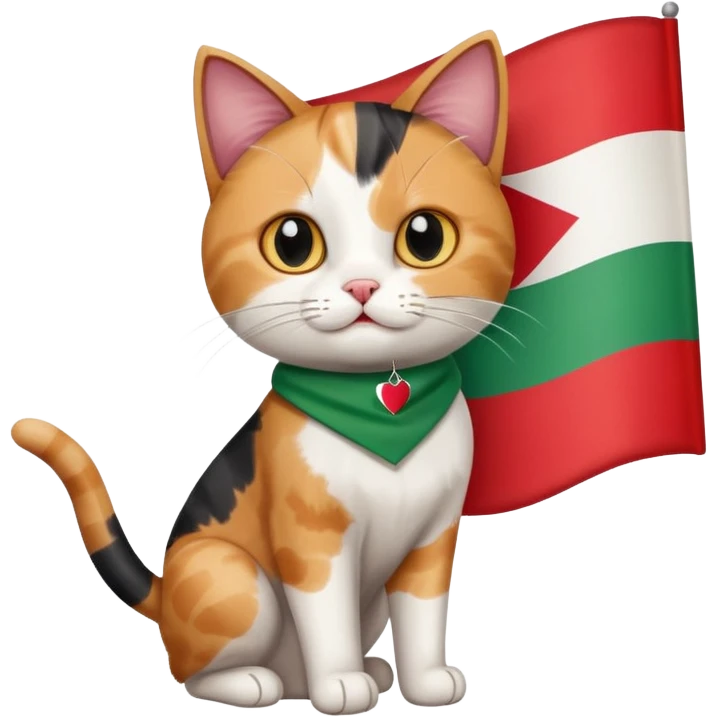 cat with a Palestine flag  emoji