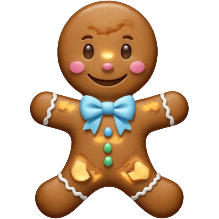 Gingerbread man with light blue bow emoji