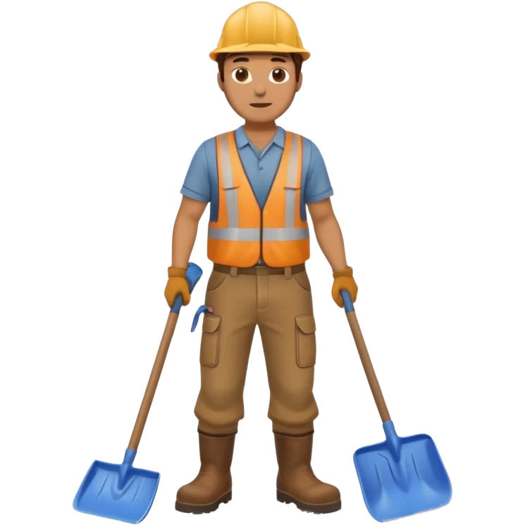 Landscaping company worker, shoveling, full body emoji