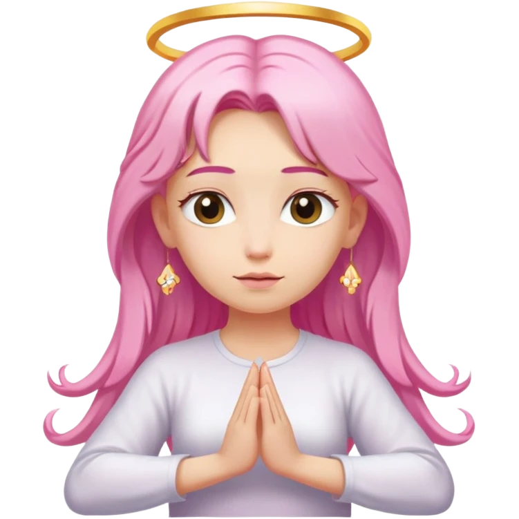blonde angel woman with long hair meditating with pink hair clips emoji