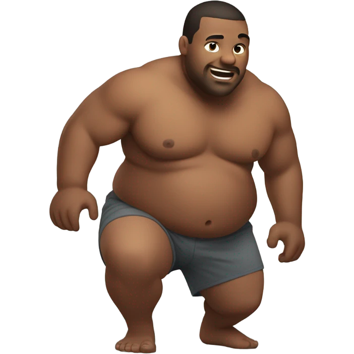 fat man shirtless crawling on ground emoji