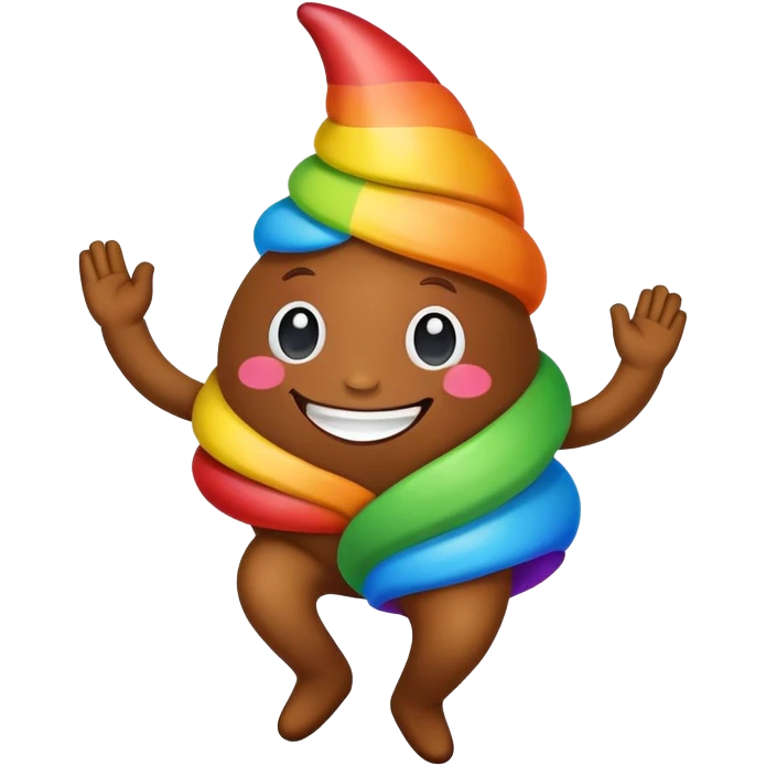 happy rainbow poop dancing emoji