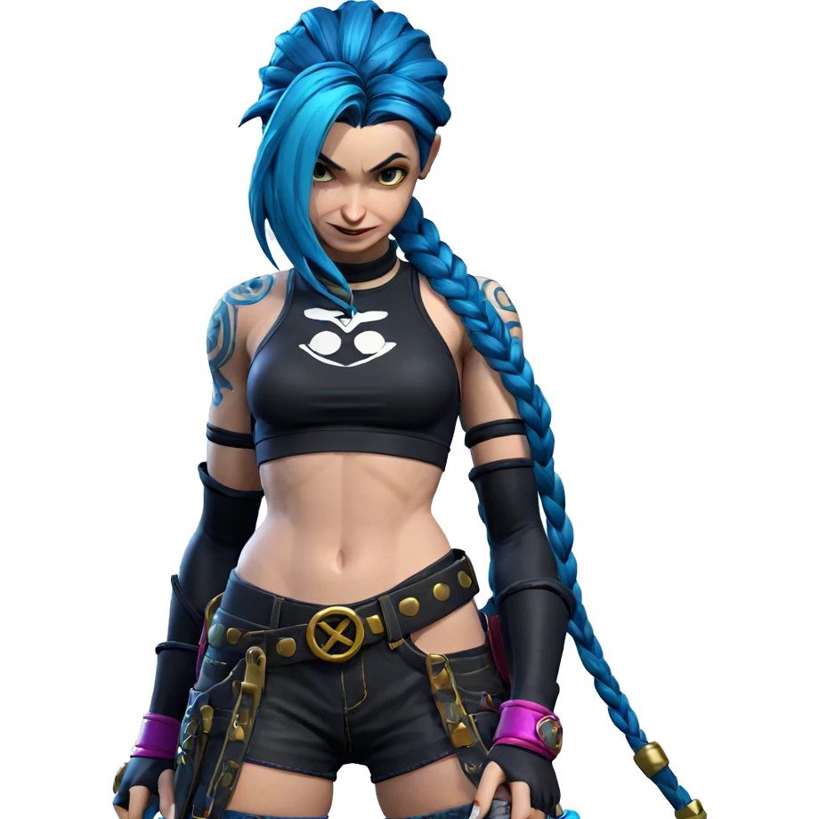 jinx smiling in blue braid emoji