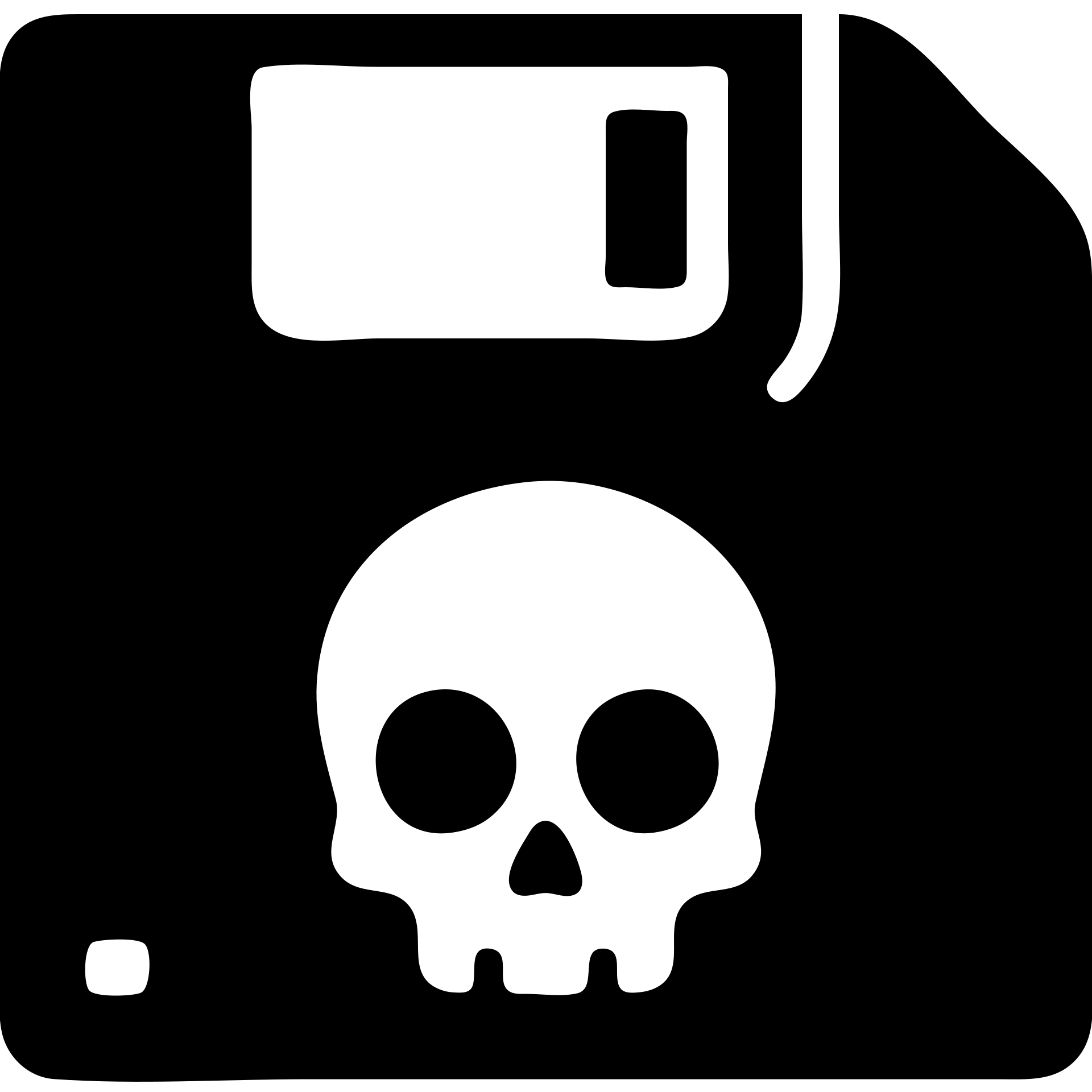 floppy disc with a skull, solid filled icon emoji