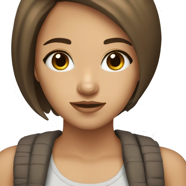 Girl, short brown hair, light skin, brown eyes, long eyelashes  emoji