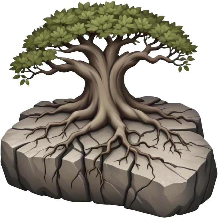 roots cracking a rock emoji