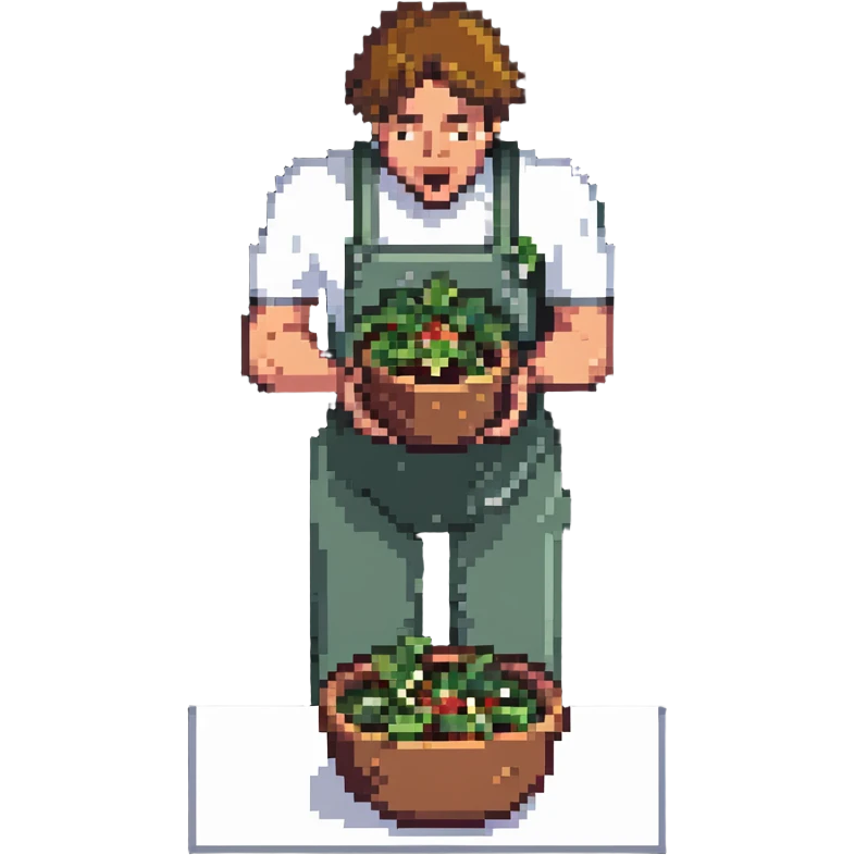 Man with food flying out of his mouth, spitting salad leaves emoji