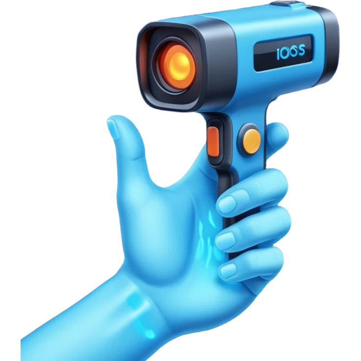 A hand with a thermal camera effect, blue color emoji
