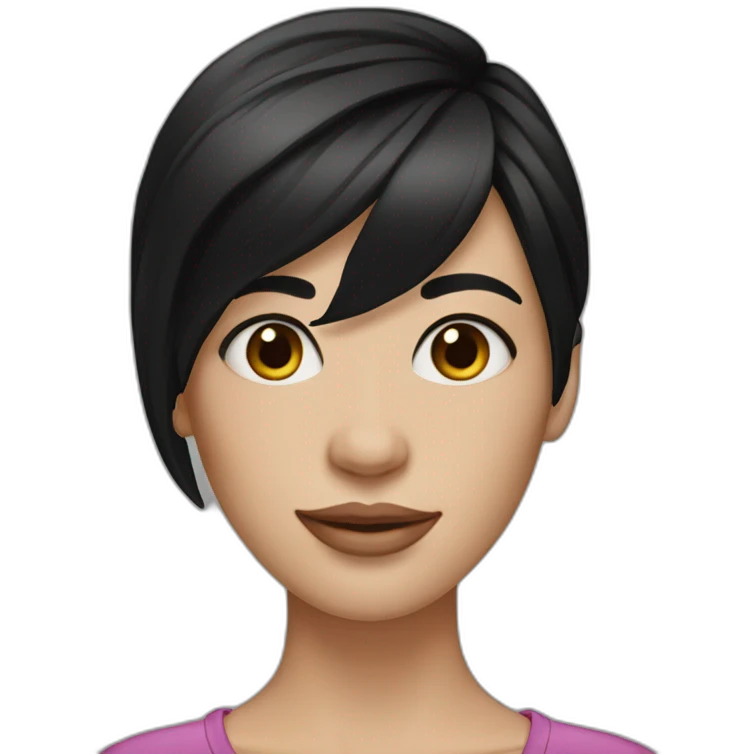 Fair skinned pretty woman with straight black hair emoji