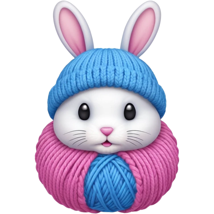 Bunny knitting yarn ball on head emoji