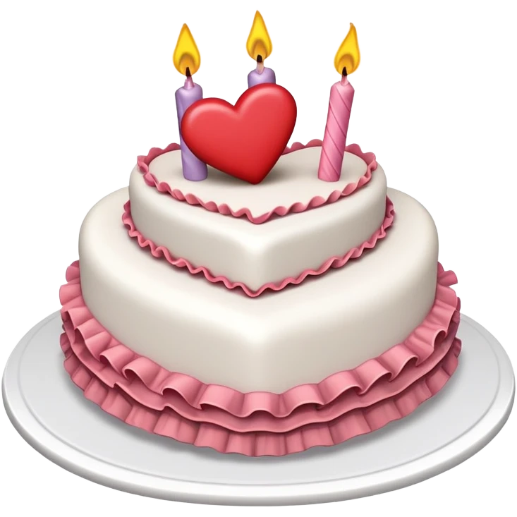Heart shaped birthday cake with ruffle design emoji