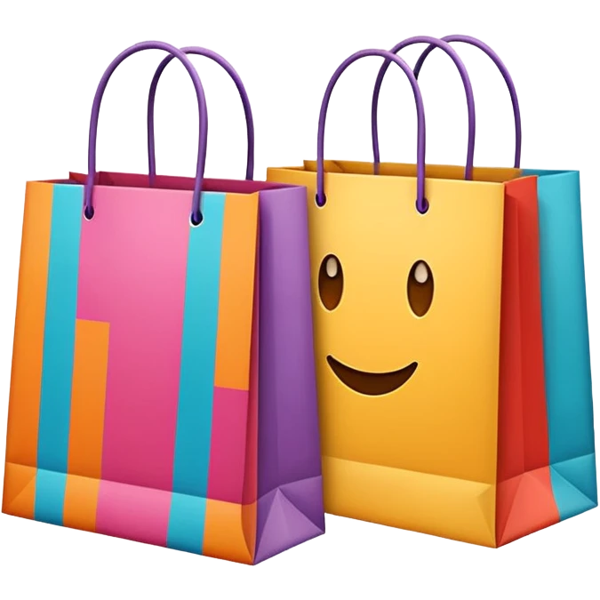 two shopping bags colors emoji