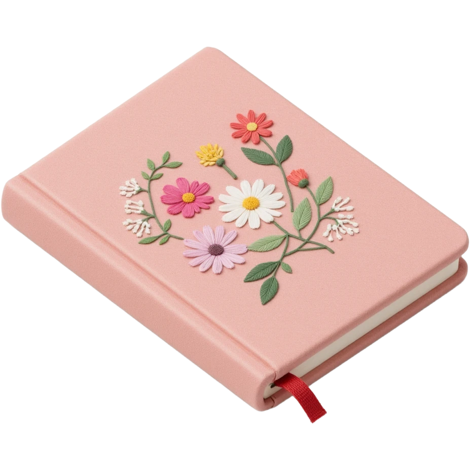pretty floral embroidered hardcover journal emoji