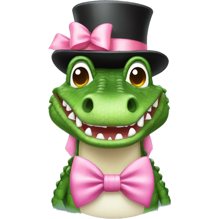Coquette crocodile with pink bows emoji