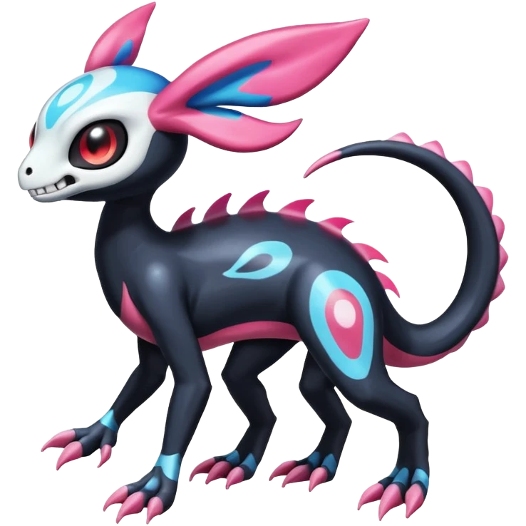 Shiny Duskull-Salandit-Sylveon-Fakémon-hybrid-creature (full body)  emoji