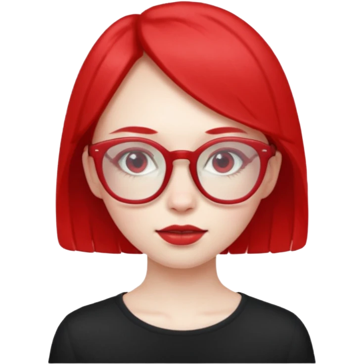 Una niña rara con anteojos rojos extra delgada y fea emoji