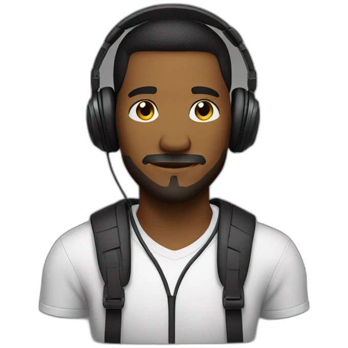 Self-confident man in gaming headphones emoji