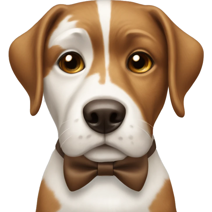 White and brown dog with bow tie  emoji