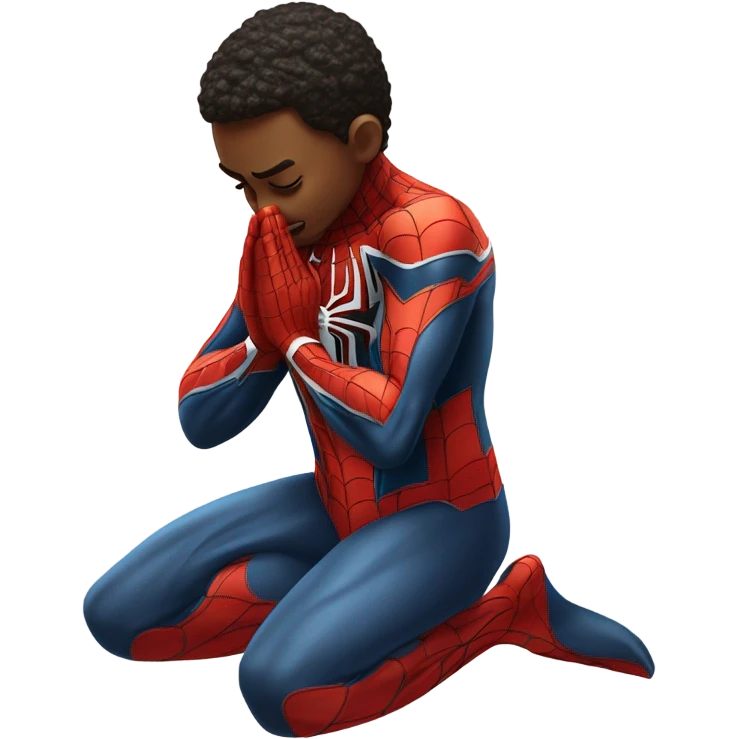 Spider-Man praying on his knees emoji