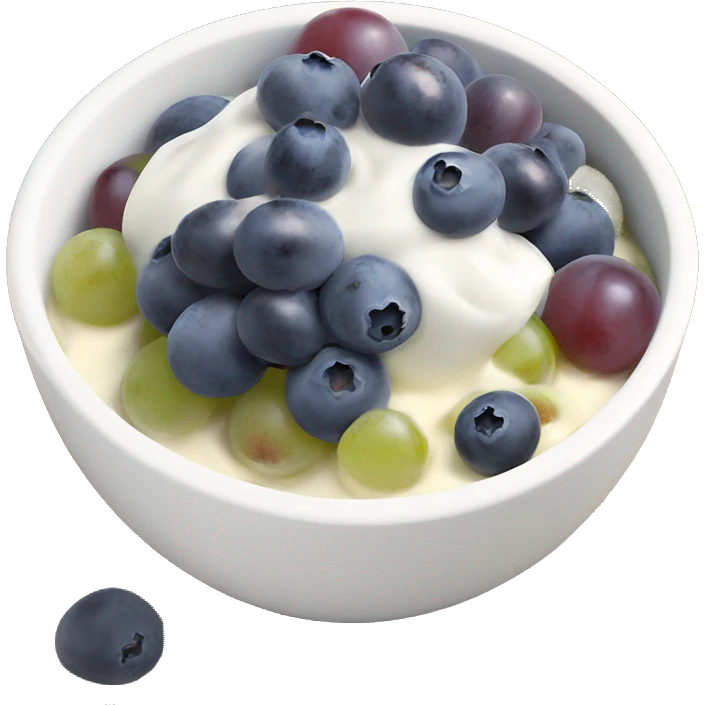 yoghurt bowl with grapes and blueberries emoji