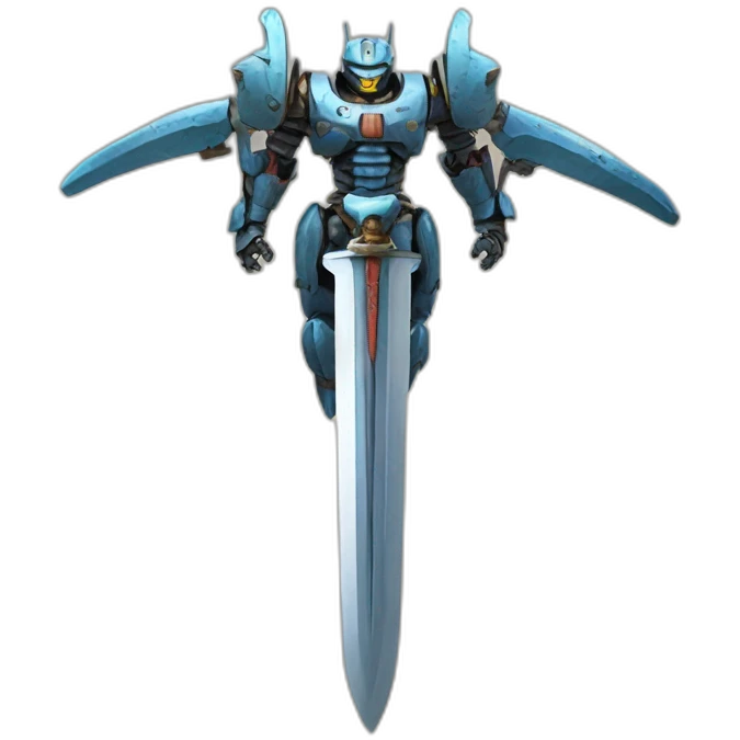Japanese battle bot with massive sword, high resolution, HD, 300dp emoji