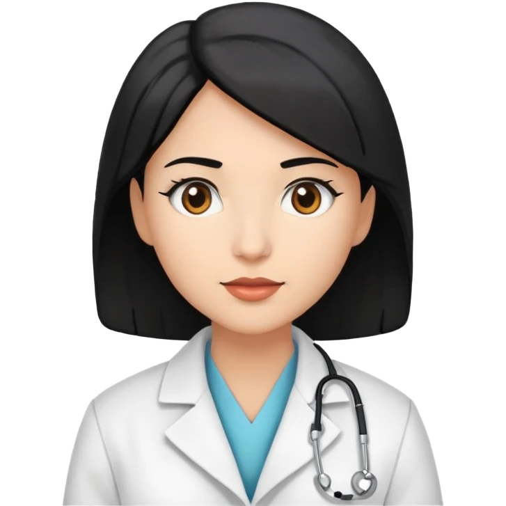 female black physician with black hair and brown eyes emoji