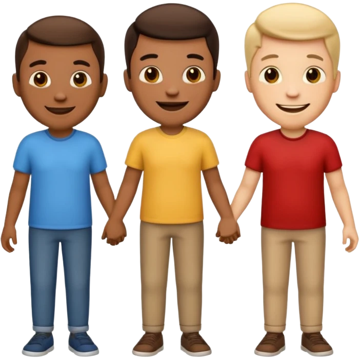 emoji trio três homens juntos de mãos dadas emoji