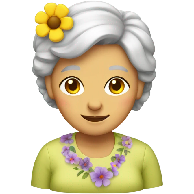 Grandma with a flower in hair emoji