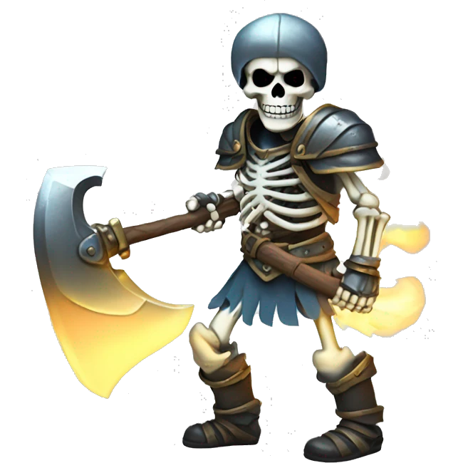 Glowing skeleton with armour and big axe  emoji
