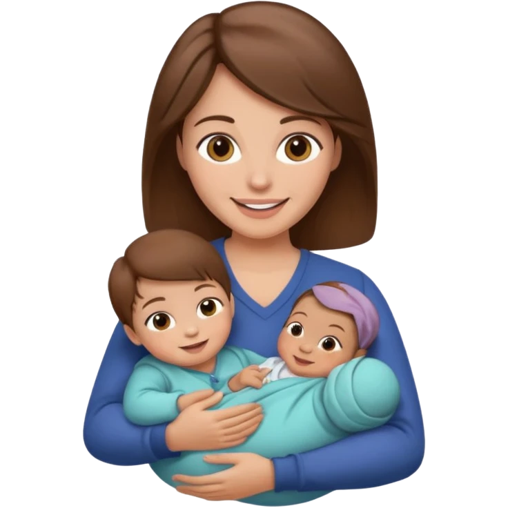 Mother holding 1 infant brown hair fair skin emoji