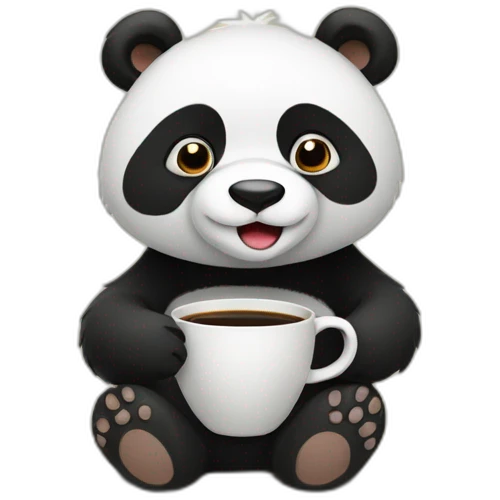 Oso panda with a cup of coffee emoji