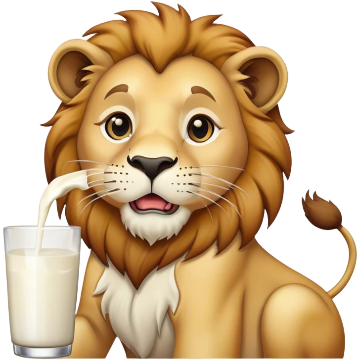 Lion drinking milk emoji