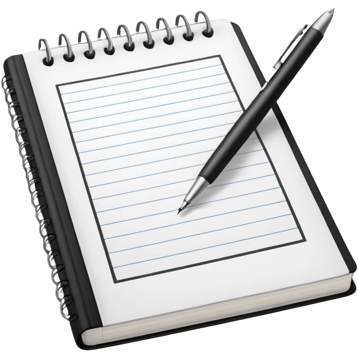 A textbook and a copybook with a pen emoji