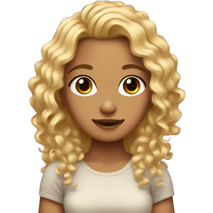 cute girl with blonde curly hair and tan skin emoji