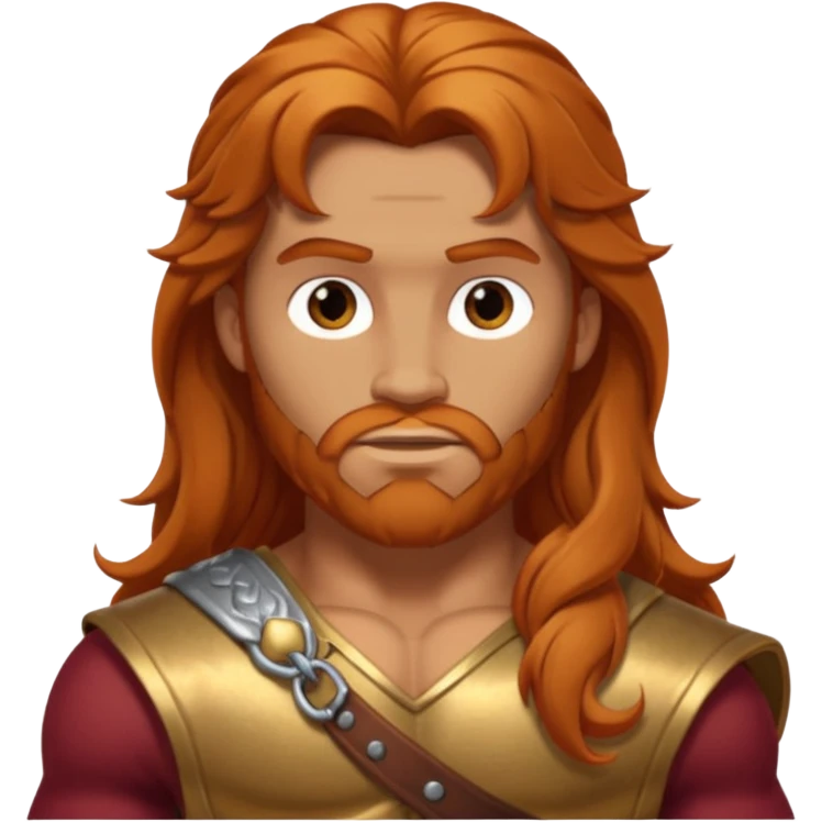 Hercules, God of Strength from Gods and Goddesses with long reddish blonde hair, bronze outfit emoji