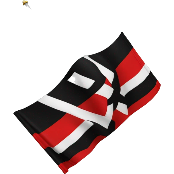 The flag consists of three equal horizontal stripes: red, black and red. On the black stripe are three white oblique crosses. emoji