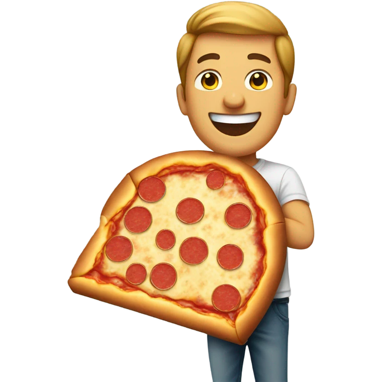 a guy with a big slice of pizza emoji
