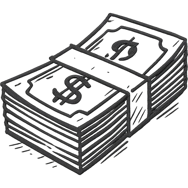 A bundle of dollars emoji