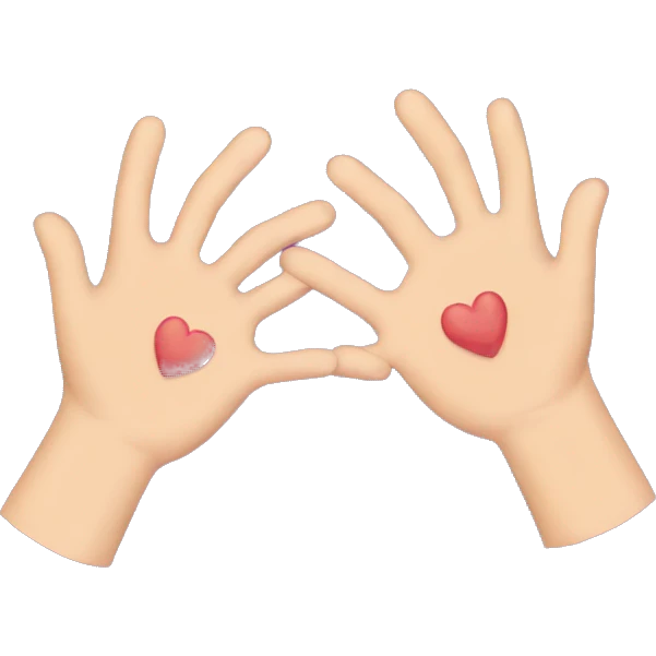 Two hands with love emoji