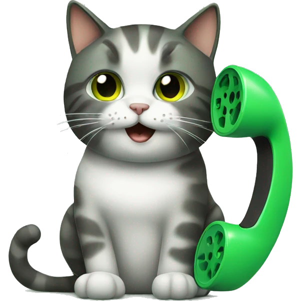 a cat talking on a green phone emoji
