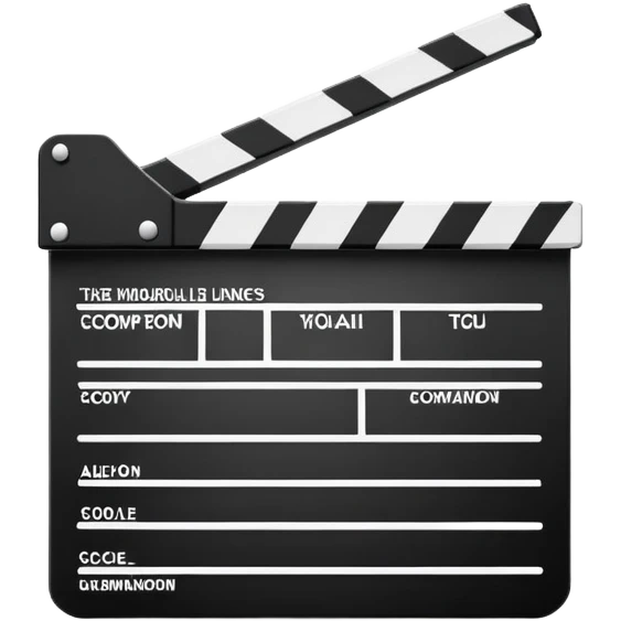 minimal movie clapperboard with essential lines only, clean design, black and white emoji