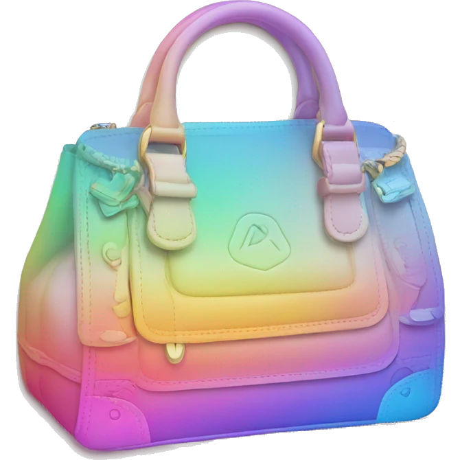 Luxury purse with logos in pastel rainbow color gradients  emoji