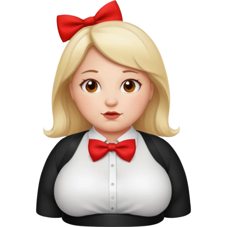 Fat girl with big boobs and white open shirt and bow tie  emoji