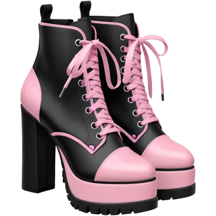 BLACKPINK-inspired gothic shoes, no hearts, black and pink, cute  emoji