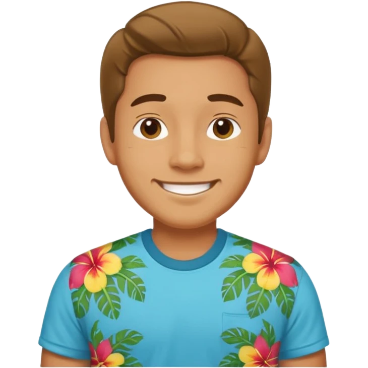 Retro 70s man face in hawaii t-shirt emoji