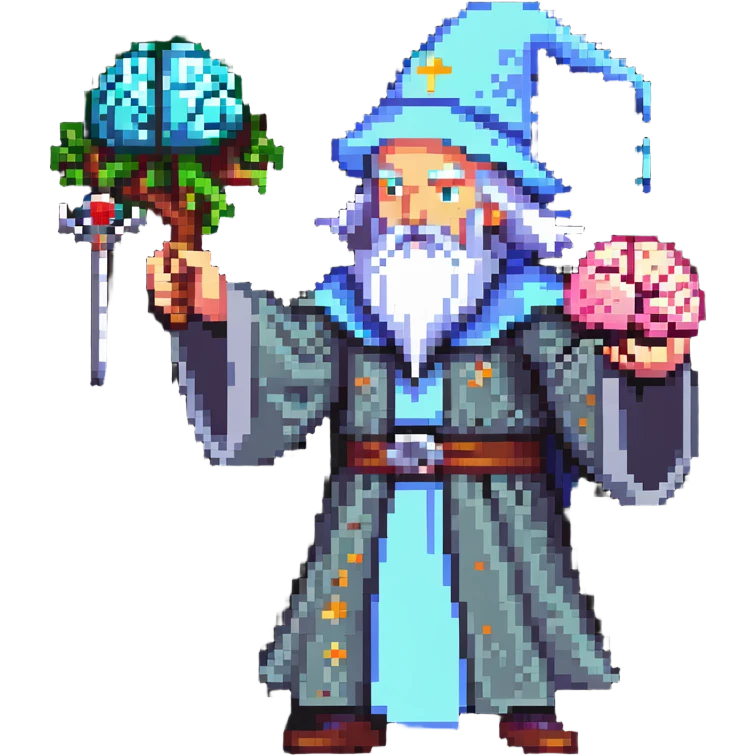 wizard fighting a brain emoji
