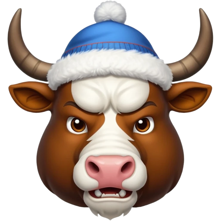 angry winter New Year's with white horns bull emoji emoji