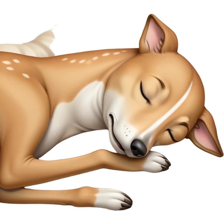 Meme-Worthy Cute Sleeping Fawn Greyhound Portrait Emoji, Head resting peacefully with a contented smile, showcasing a slender build and a luxuriously smooth fawn Fur, eyes shut in a serene nap, Simplified yet hilariously adorable features, highly detailed, glowing with a soft, drowsy light, high shine, relaxed and utterly lovable, stylized with an air of playful laziness, bright and heartwarming, soft glowing outline, capturing the essence of a comically sleepy racer, so meme-worthy it feels like it could instantly become the next viral sensation of adorable slumber! emoji